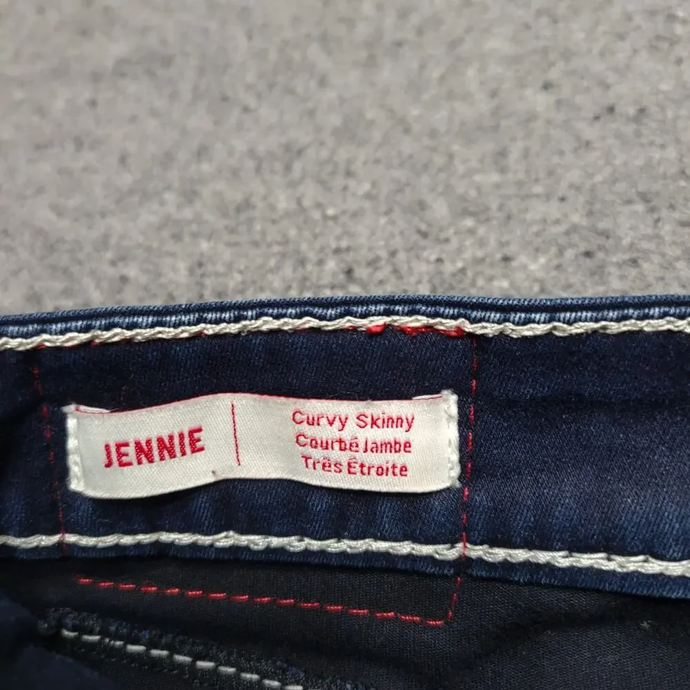 True Religion Jeans Women 25 Blue Jennie Curvy Skinny Chunky Stitch Streetwear